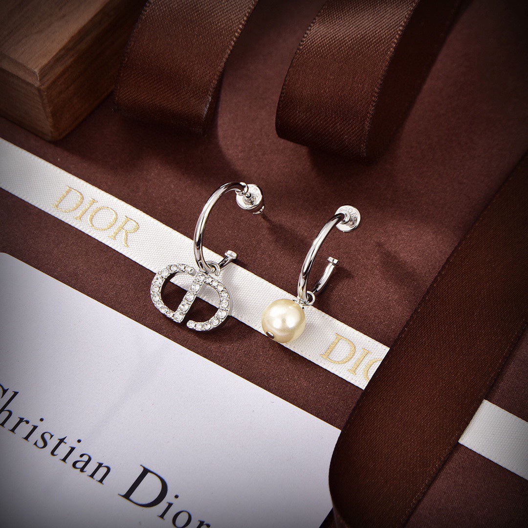 18K Petit Dior Pearl Earrings