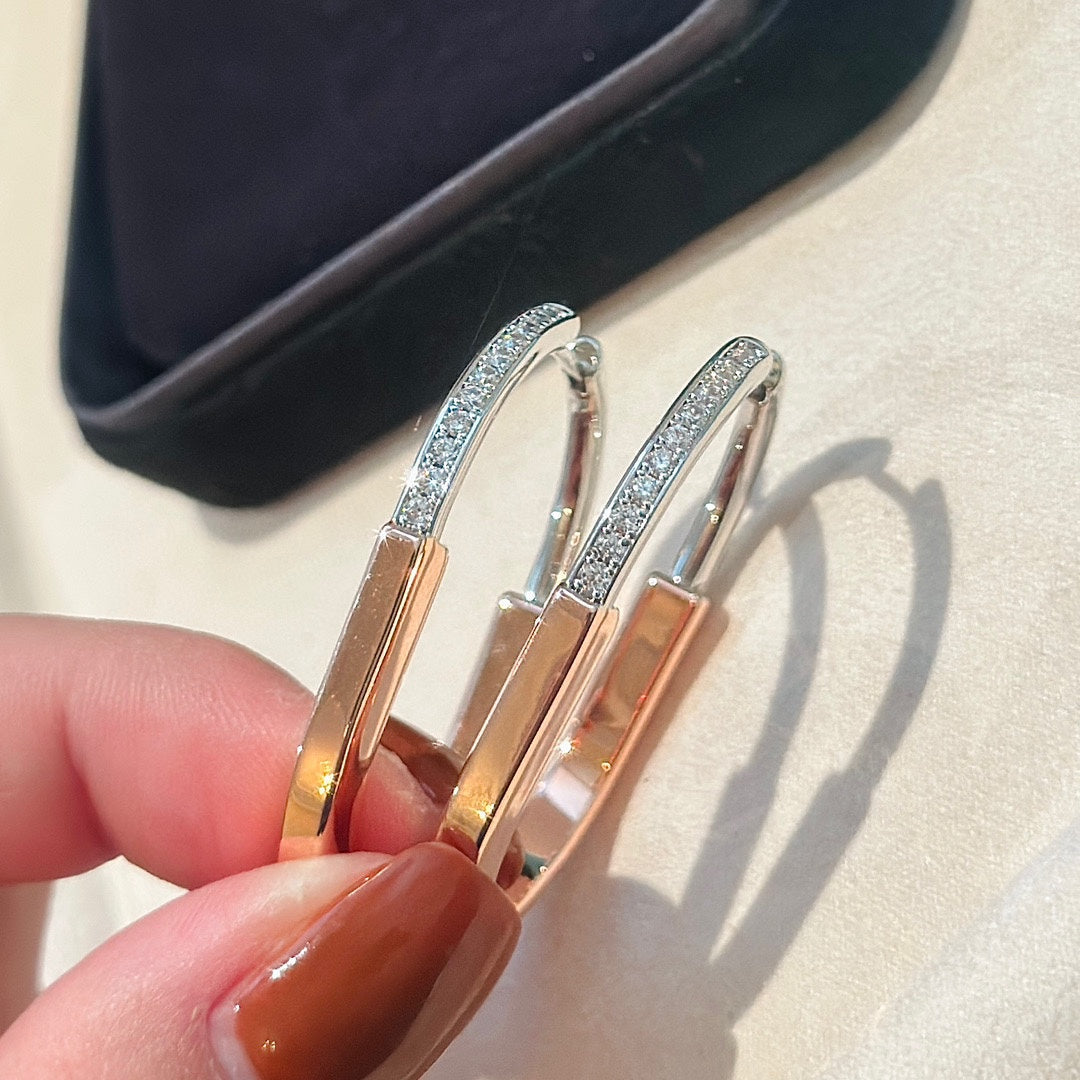 18K Tiffany Lock Diamond Earrings