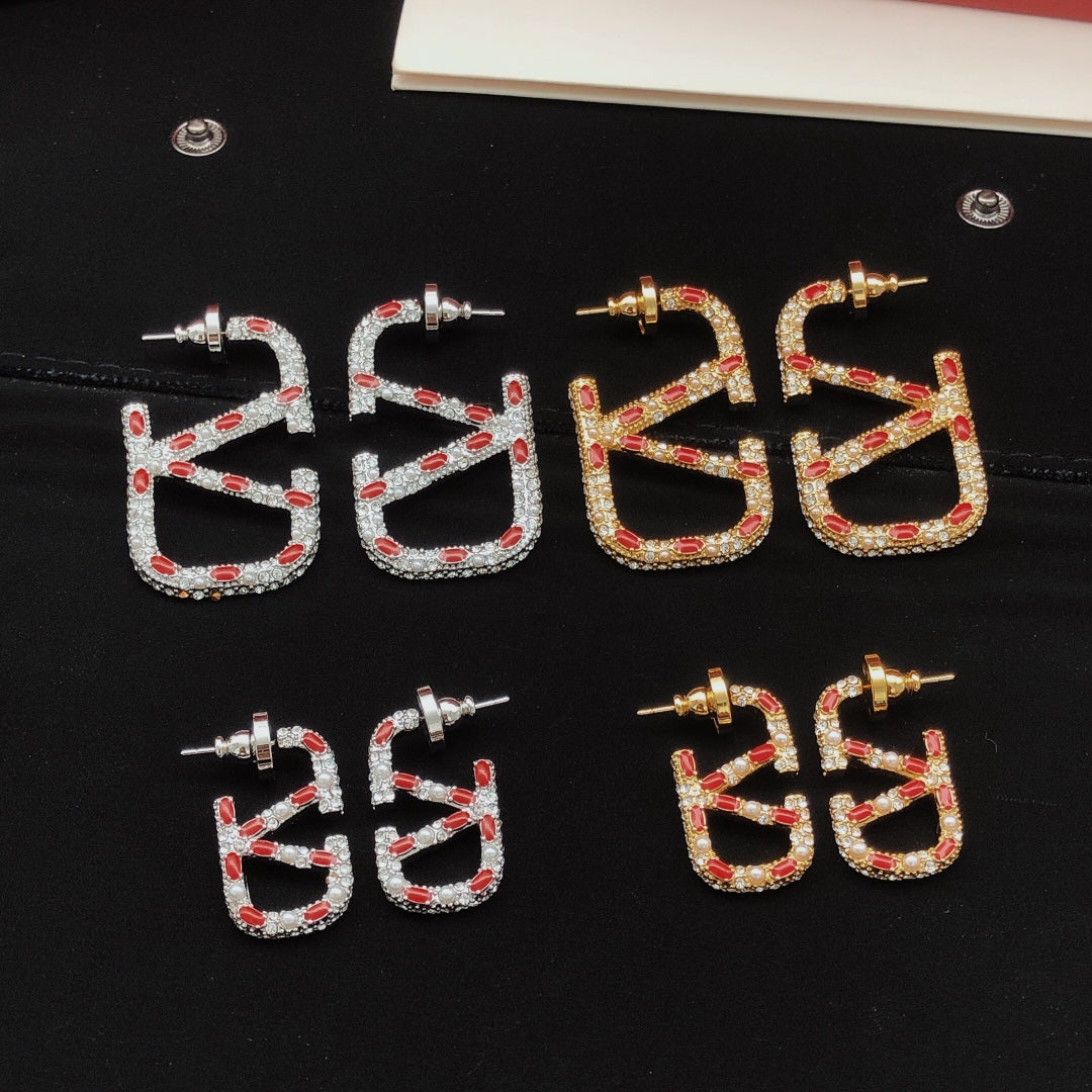 18K Valentino Red Crystal Earrings