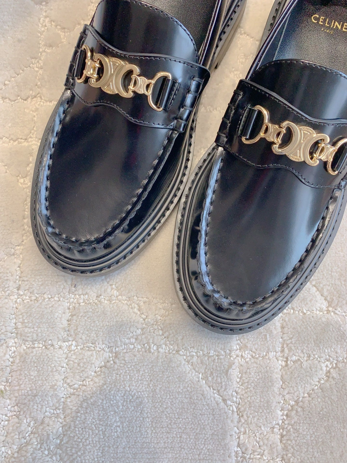 CHANEL 25S ARC DE TRIOMPHE LOAFERS IN BLACK SHINY CALFSKIN GOLD HARDWARE