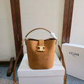 CELINE 25S LOUISE BAG 19MM IN BROWN SUEDE GOLD HARDWARE