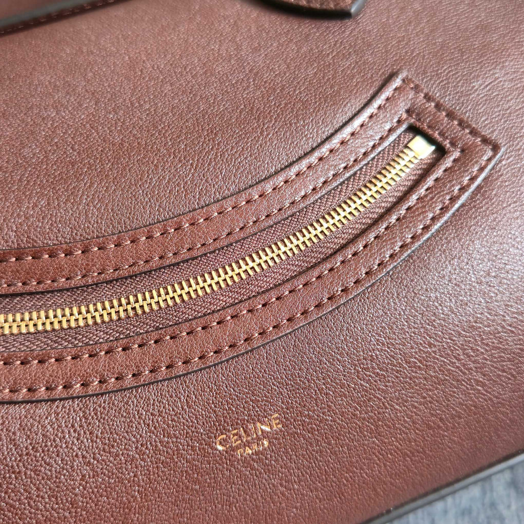 CELINE 25S MEDIUM SMILING NEW LUGGAGE 36MM IN SYRAH RED SUPPLE SHINY LAMBSKIN