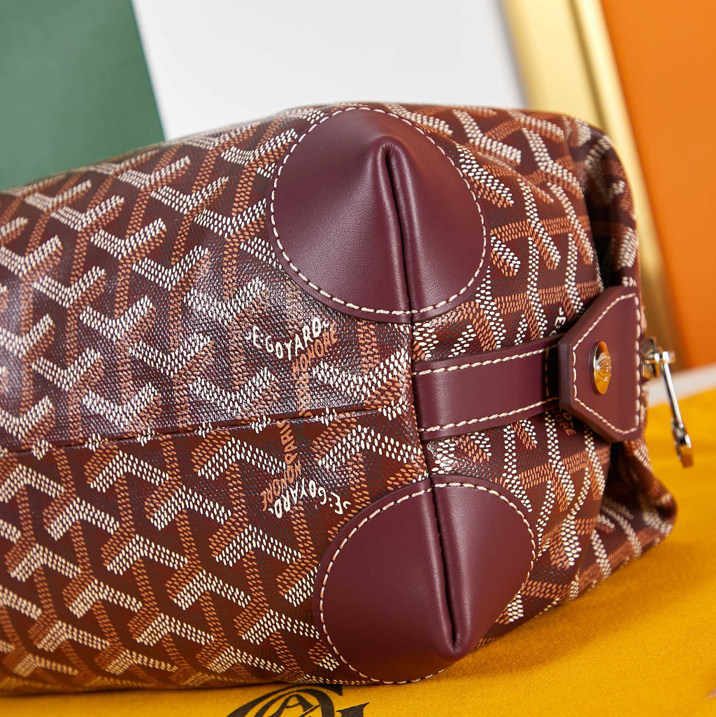 BOWLING TOILETRY BAG 24 IN BURGUNDY RED GOYARDINE CANVAS AND CALFSKIN