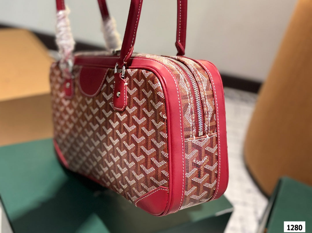 SAINT MARTIN BAG 35 IN BURGUNDY RED GOYARDINE CANVAS AND CALFSKIN