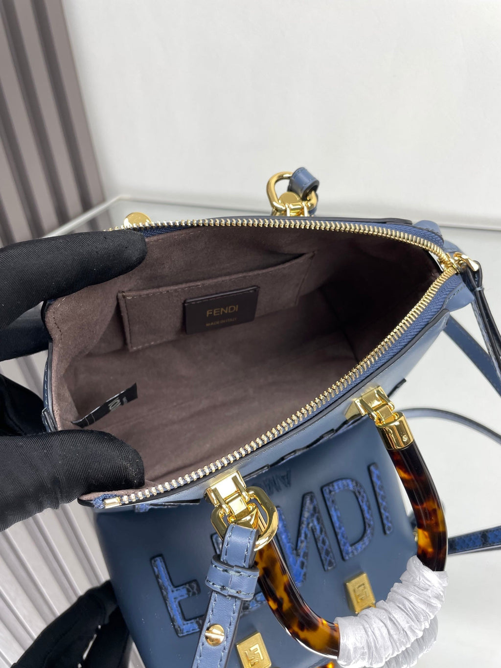 BY THE WAY MINI 18 IN AEGEAN BLUE LAMBSKIN GOLD HARDWARE