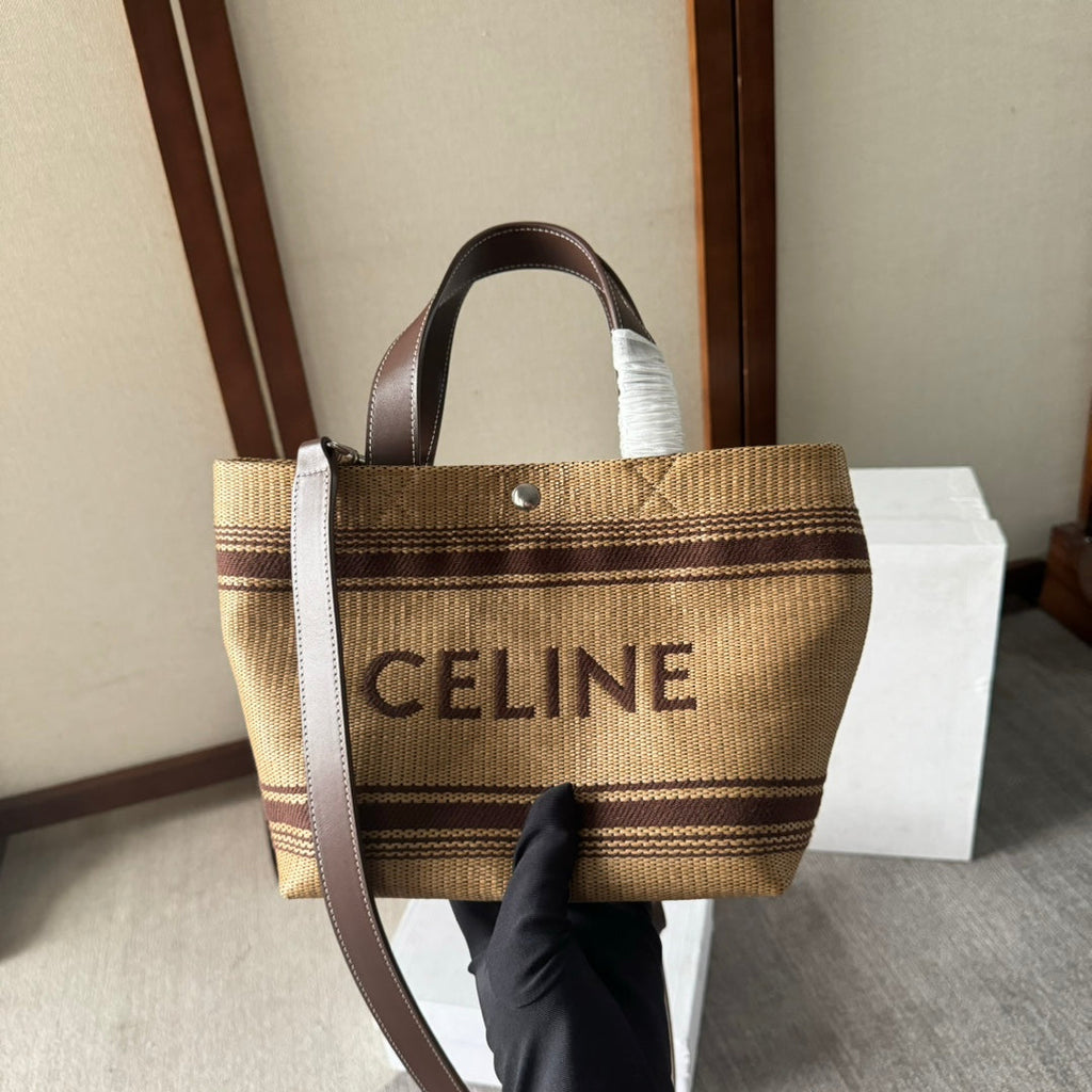 CELINE TOTE BAG 31 IN BROWN RAFFIA CABAS