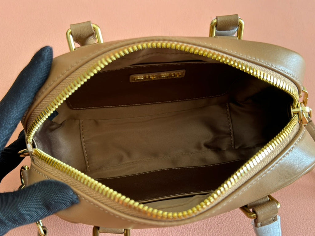 ARCADIE MATELASSÉ BAG 19 IN BROWN LAMBSKIN GOLD HARDWARE