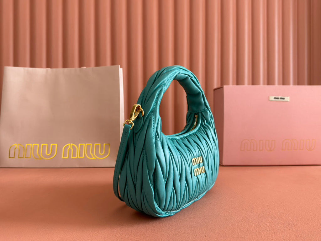 WANDER MATELASSÉ HANDBAG 23 IN LAGOON BLUE LAMBSKIN