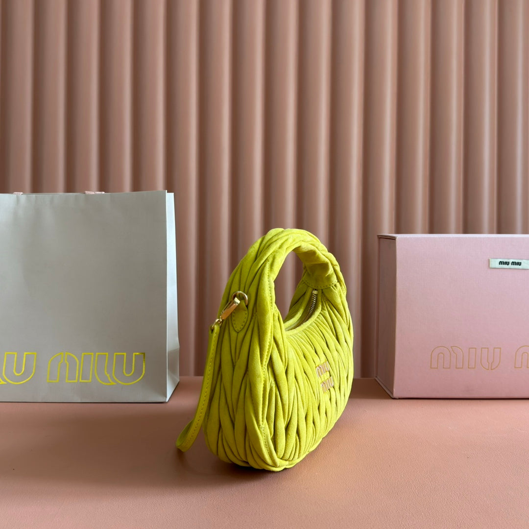 MIU MIU SUEDE HANDBAG 23 CHARTREUSE YELLOW