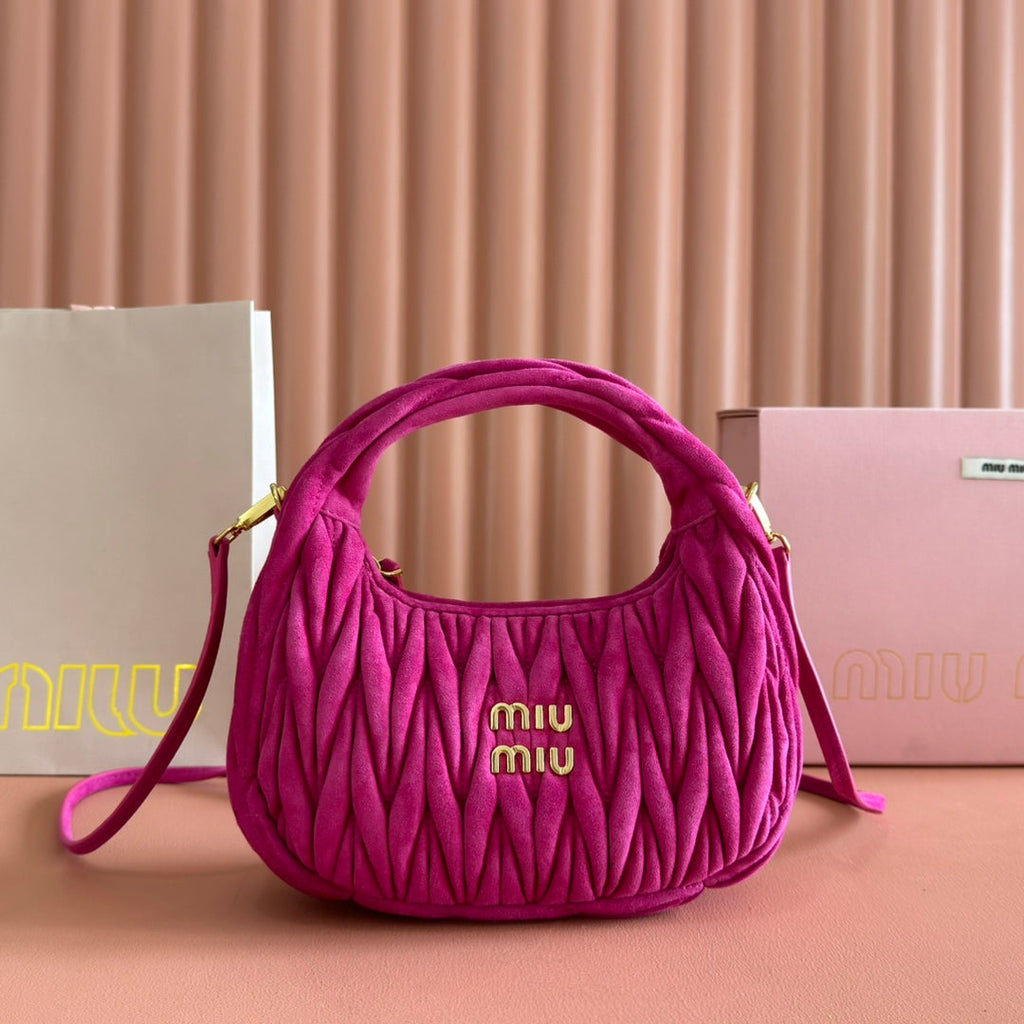 MIU MIU SUEDE HANDBAG 23 DEEP FUCHSIA