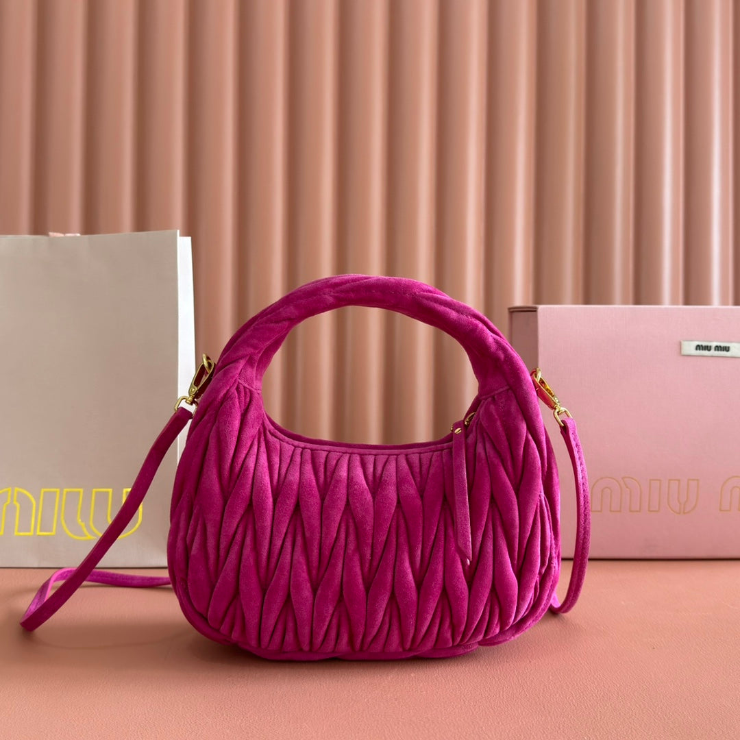 MIU MIU SUEDE HANDBAG 23 DEEP FUCHSIA