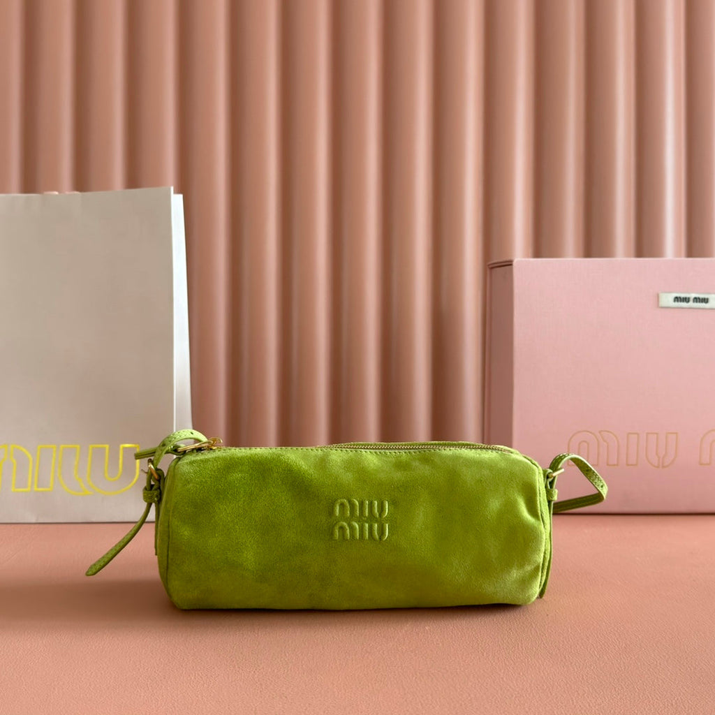SUEDE BAG 22 BRIGHT LIME GREEN GOLD HARDWARE