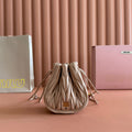 MIUMIU 26S MATELASSE POUCH BAG 16 IN LIGHT BEIGE CALFSKIN GOLD HARDWARE