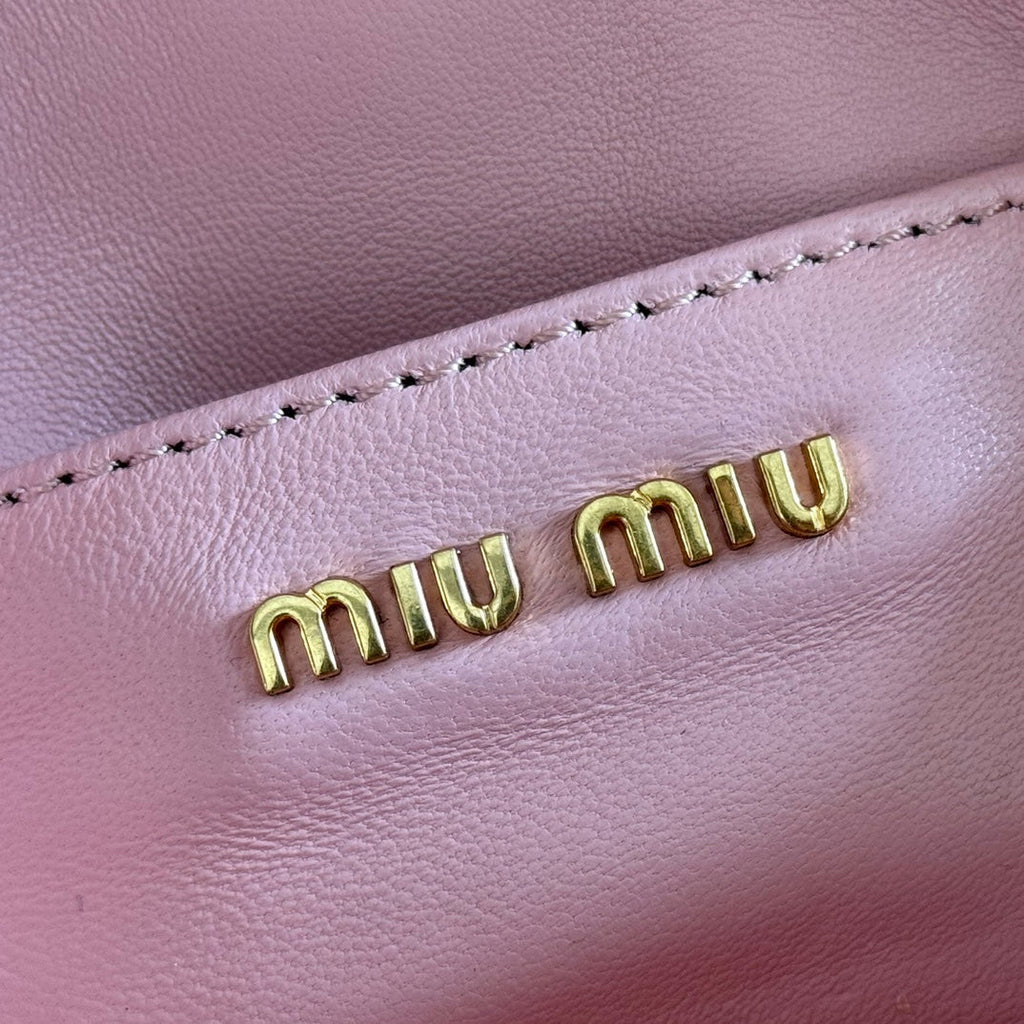 MIUMIU 26S MATELASSE MINI BAG 18 IN PINK CALFSKIN GOLD HARDWARE