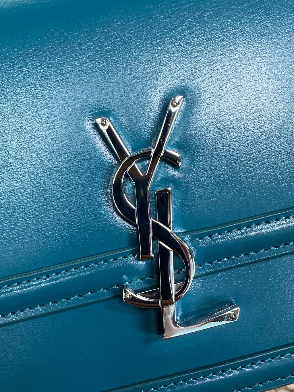 SOLFERINO SMALL SATCHEL 23 IN CERULEAN BLUE CALFSKIN GOLD HARDWARE