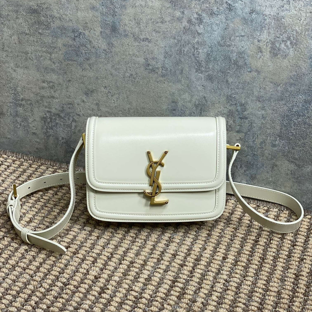 SOLFERINO SMALL SATCHEL 19 IN WHITE CALFSKIN GOLD HARDWARE