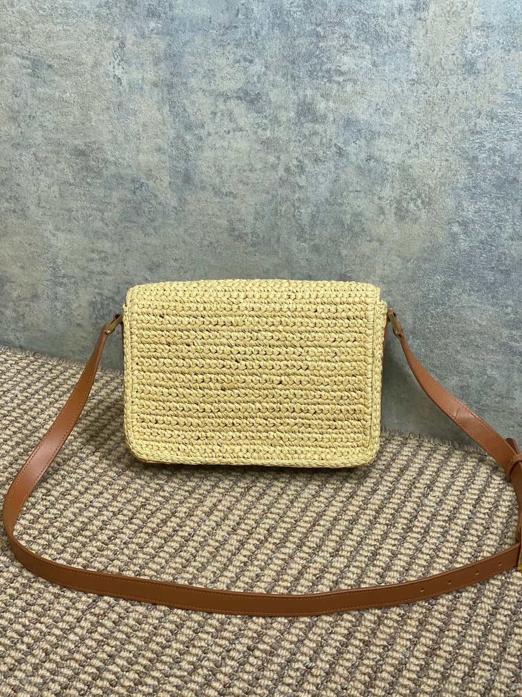 SOLFERINO MEDIUM CROSSBODY BAG 23 IN BEIGE MIX BROWN RAFFIA