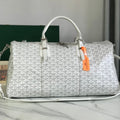 BOSTON 50 BAG IN WHITE GOYARDINE CANVAS AND CALFSKIN TRIM
