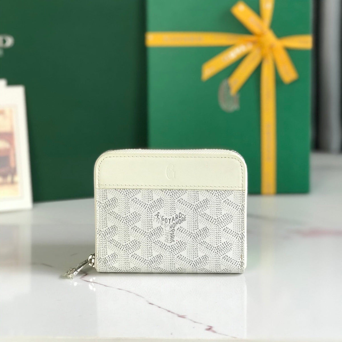MATIGNON MINI WALLET 11 IN WHITE GOYARDINE CANVAS AND CALFSKIN