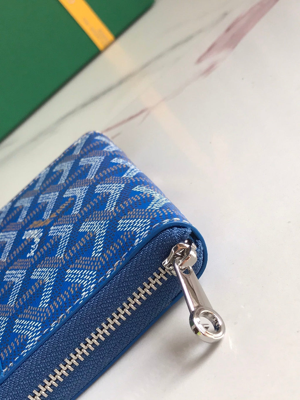 MATIGNON MINI WALLET 11 IN SAPPHIRE BLUE GOYARDINE CANVAS AND CALFSKIN