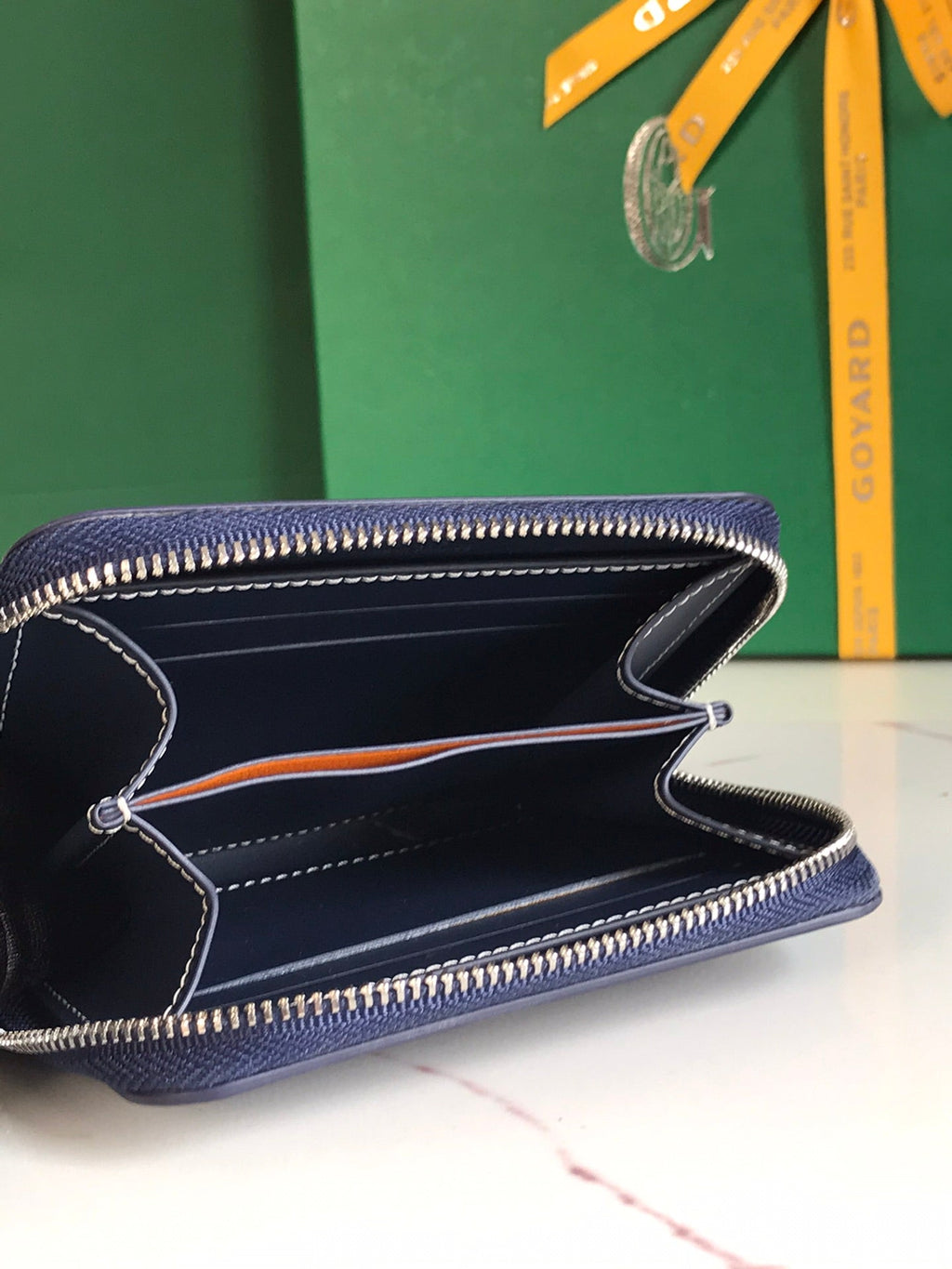 MATIGNON MINI WALLET 11 IN NAVY BLUE GOYARDINE CANVAS AND CALFSKIN