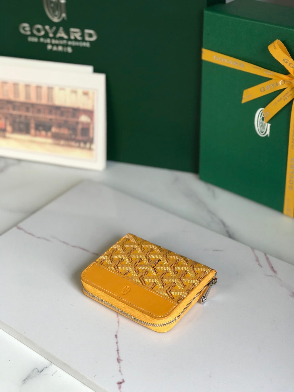 MATIGNON MINI WALLET 11 IN YELLOW GOYARDINE CANVAS AND CALFSKIN