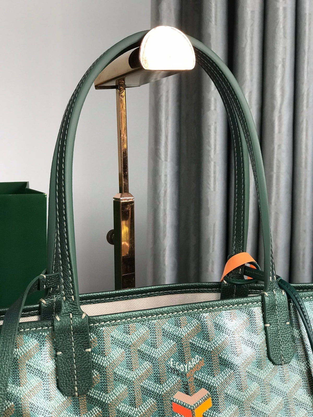 SAINT LOUIS PM 34 IN GREEN GOYARDINE CANVAS AND CALFSKIN