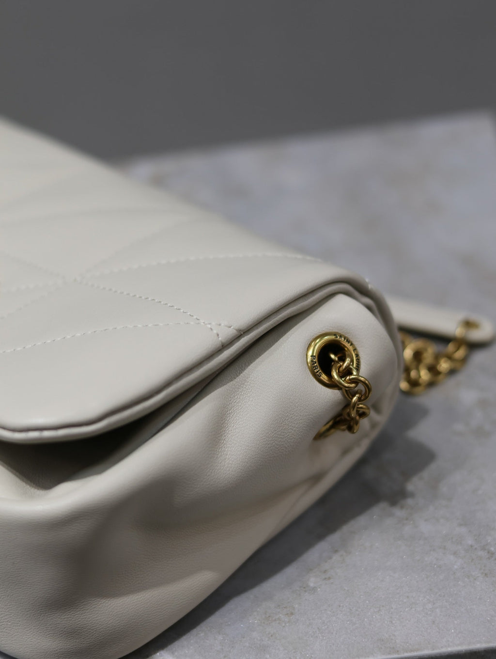 YSL 25S JAMIE MINI 20 IN BLANC VINTAGE LAMBSKIN GOLD HARDWARE