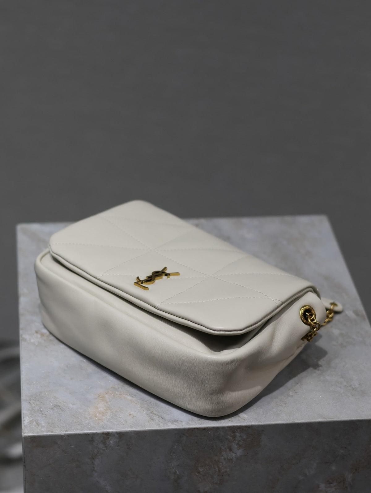 YSL 25S JAMIE MINI 20 IN BLANC VINTAGE LAMBSKIN GOLD HARDWRE