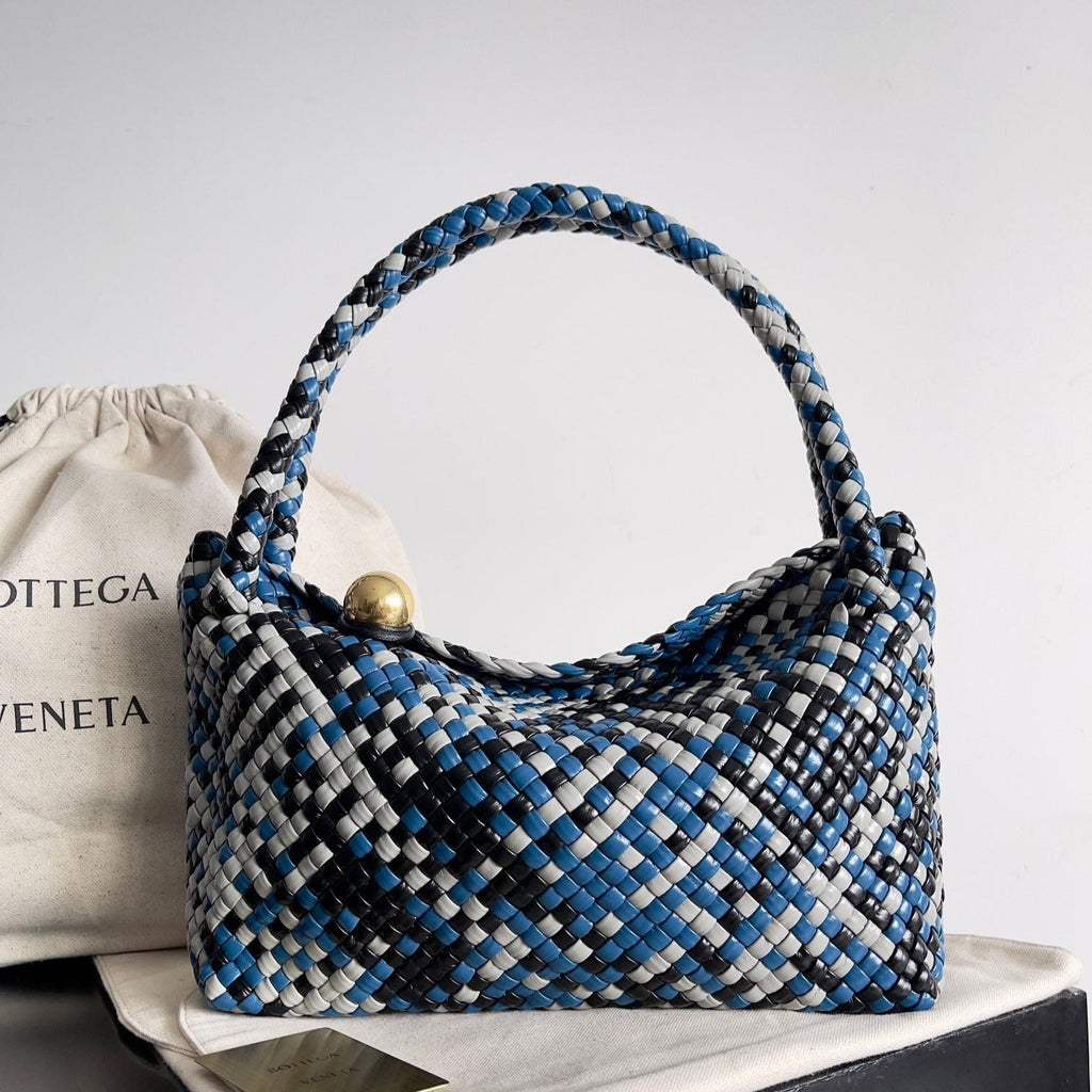 TOSCA SHOULDER BAG 27 IN BLUE MIX BLACK AND WHITE LAMBSKIN