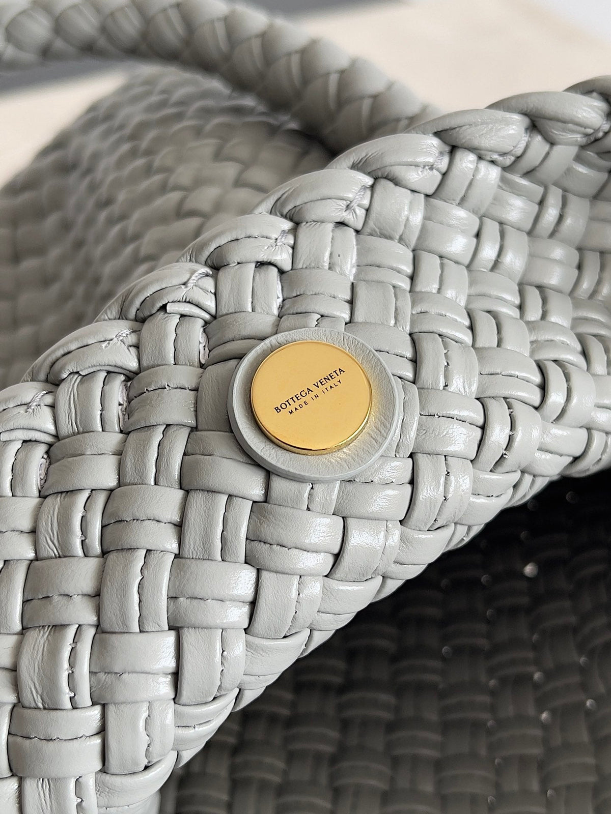 TOSCA SHOULDER BAG 27 IN AGATE GREY LAMBSKIN WITH DALMATA STONE DETAIL