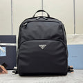 PRADA 25S BACKPACK 39 IN BLACK RE-NYLON AND SAFFIANO CALFSKIN