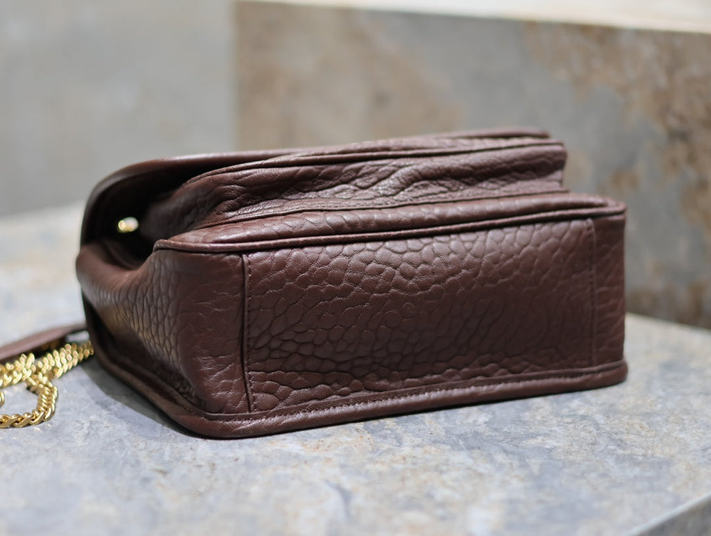 Niki mini crinkled shoulder 22 in Chestnut Brown Lamskin Gold Hardware