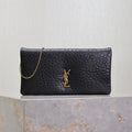 CALYPSO POUCH 24 IN BLACK ELEPHANT TEXTURED LAMBSKIN GOLD LOGO