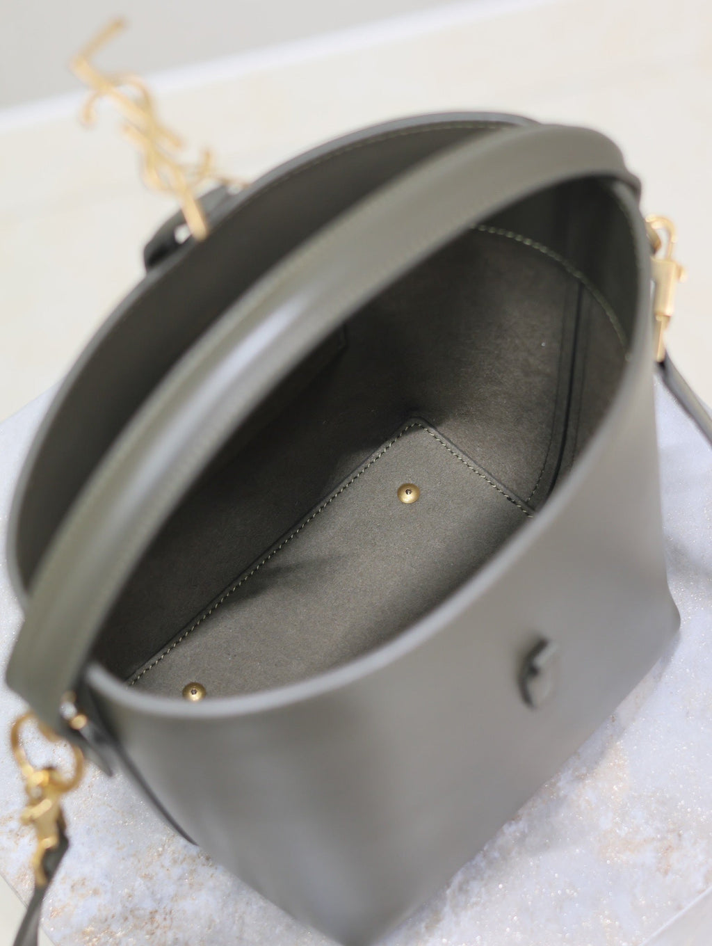 YSL 25S LE 37 MINI 20 IN DARK OLIVE CALFSKIN GOLD HARDWRE
