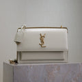YSL 25S SUNSET BAG 22 IN IVORY CALFSKIN GOLD HARDWARE