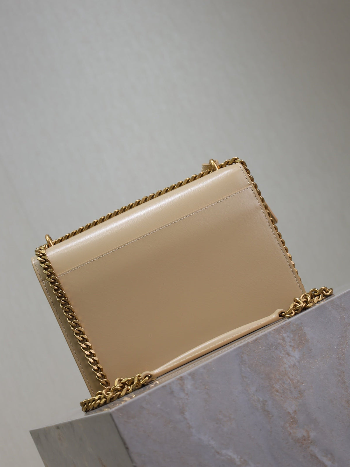 YSL 25S SUNSET BAG 22 IN NUDE CALFSKIN GOLD HARDWRE