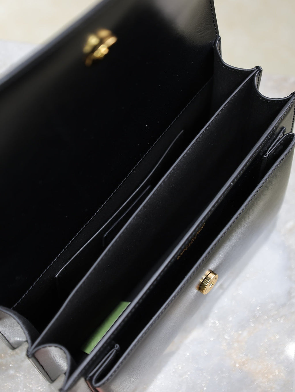 YSL 25S SUNSET BAG 22 IN BLACK CALFSKIN GOLD HARDWRE