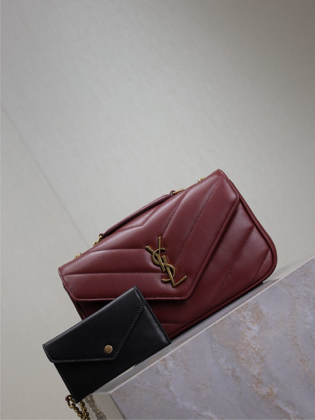 LOULOU SMALL 24 IN BURGUNDY RED SHEEPSKIN GOLD HARDWARE
