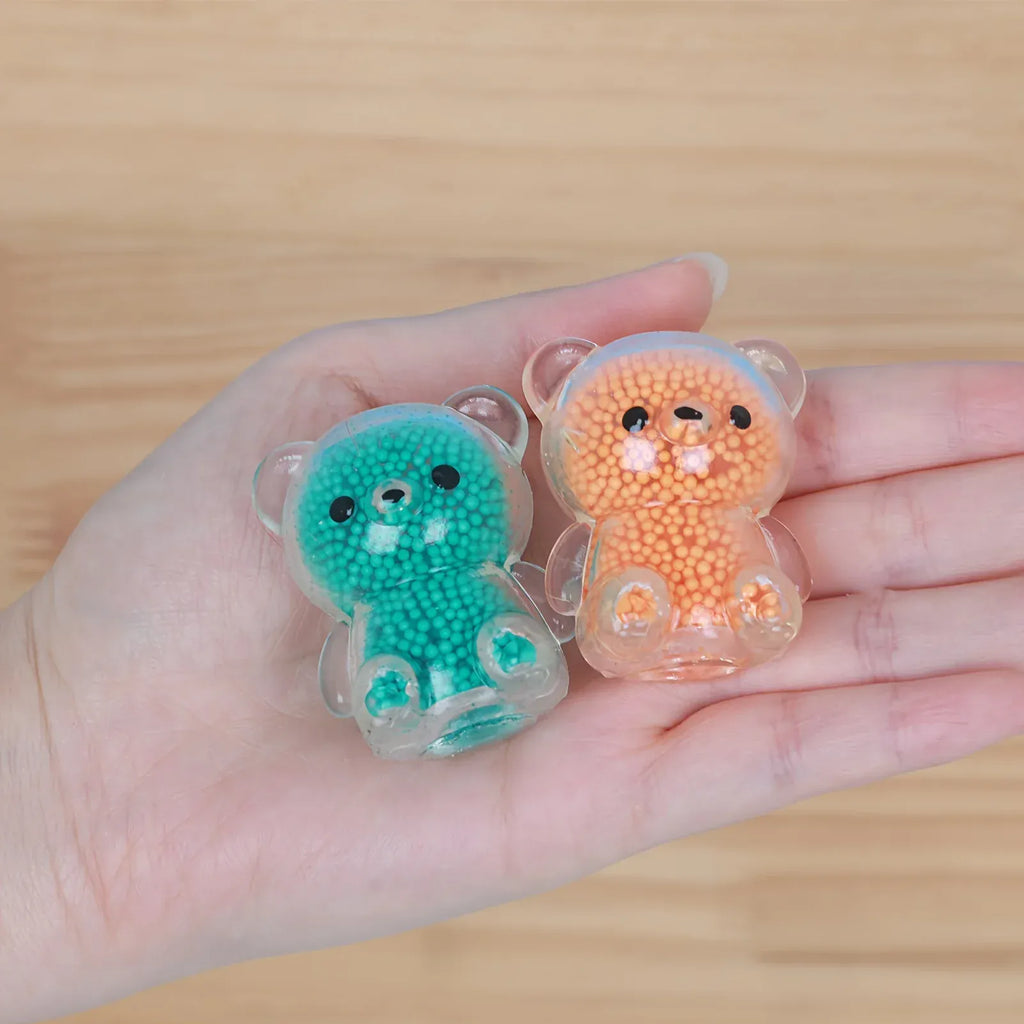 Mini Glitter Gummy Bear Stress Balls - 6 Pack Squishy Fidget Toys
