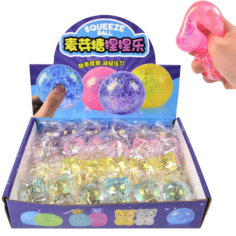 Squishy Glitter Bear Stress Toy - Slow Rebound Sensory Fidget